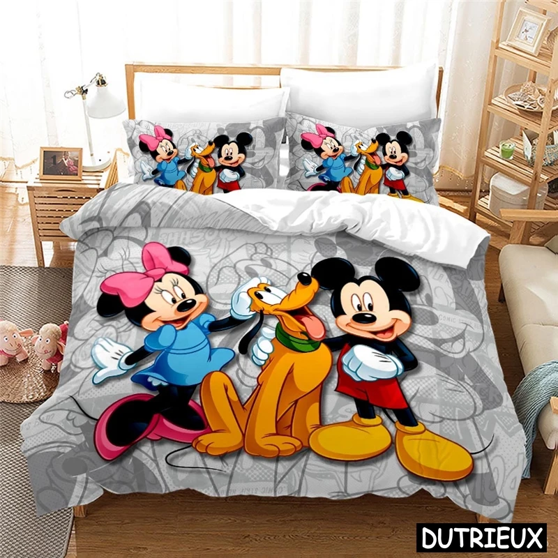 

3D Printed Disney Cartoon Mickey Minnie Mouse Dog Duvet Cover Set Queen King Size Bedding Set Bedspread Home Textile Bedclothes