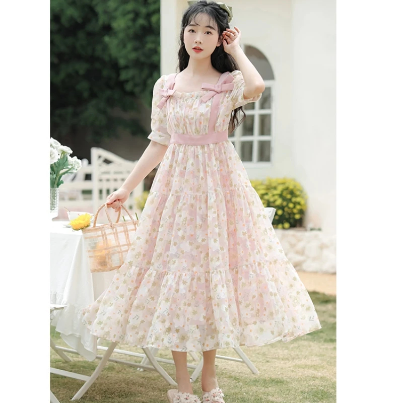 2023 Spring Summer New Women's Dress French Sweet Fashion Temperament Ruffle Bow Square Neck Short Sleeve Free Shipping
2023 Spring Summer New Women's Dress French Sweet Fashion Temperament Ruffle Bow Square Neck Short Sleeve Free Shipping