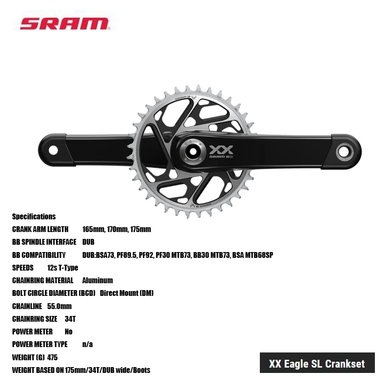 

SRAM XX Eagle SL Transmission Crankset 12s T-Type FC-XX-SL-D1 Ultra-strong MTB & Road bicycle acesssories cycling