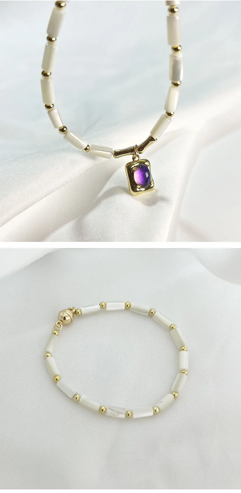 Cylindrical Shell Necklace Bracelet Earring Purple Pendant 14k Copper Plated Gold Jewelry 1 Mallzona S33b5f518c79042da801ee07757582a20i Cylindrical Shell Necklace Bracelet Earring Purple Pendant 14k Copper Plated Gold Jewelry Mallzona