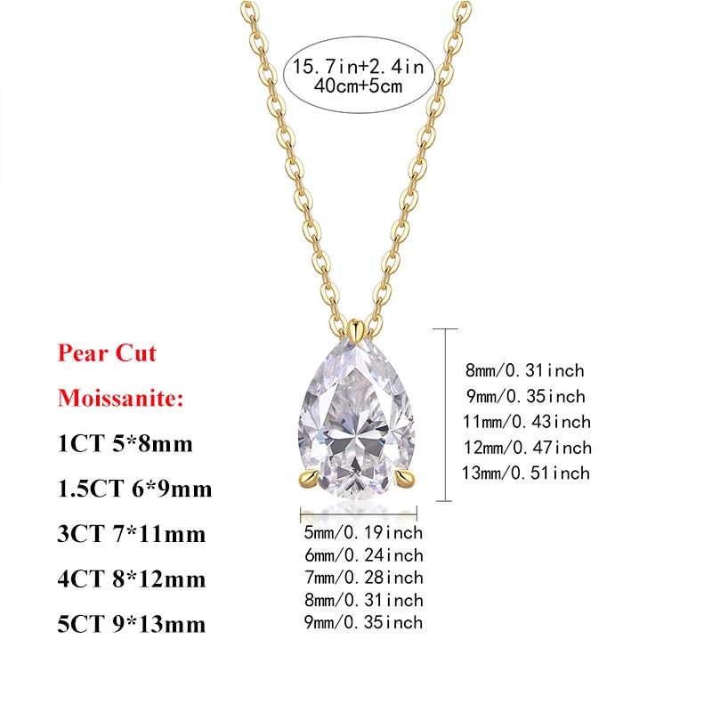 Solitaire Pear Cut 1-5CT D Color Moissanite Diamond Pendant for Women 925 Silver Plated 18k Rose Gold Chain Necklace GRA 6 Mallzona S33b681880af142f592358e7a1e3199d4v Solitaire Pear Cut 1-5CT D Color Moissanite Diamond Pendant for Women 925 Silver Plated 18k Rose Gold Chain Necklace GRA Mallzona