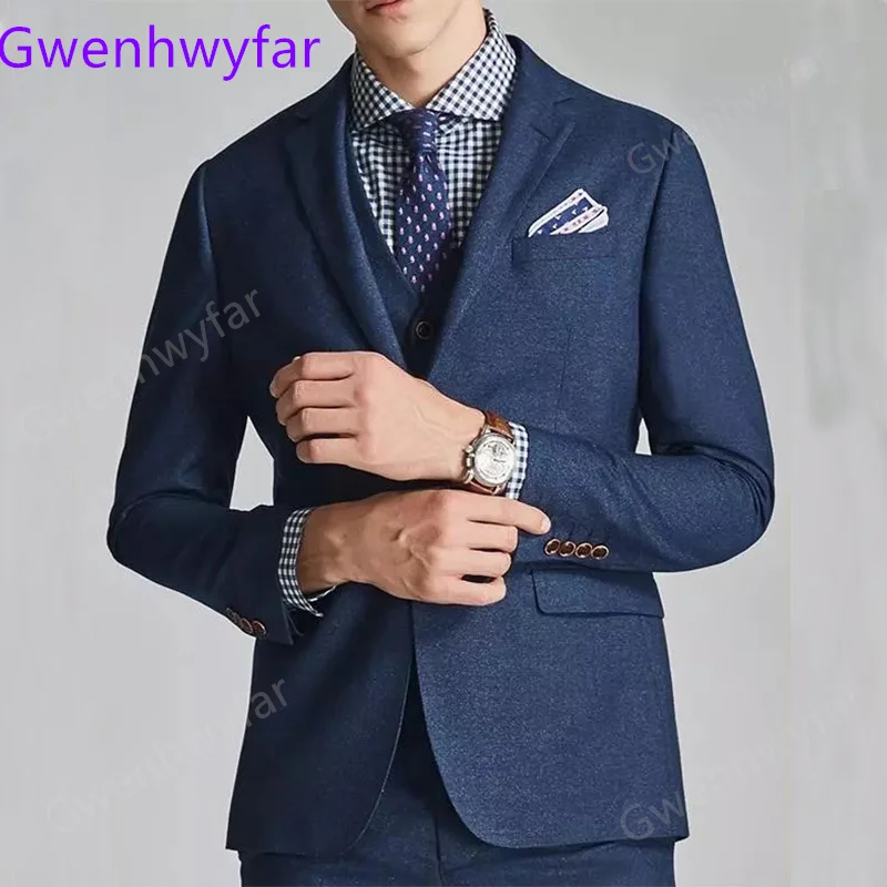Fall 2022 Terno Masculino Completo Men's Notch Lapel Two Buttons Blue Full Set Business Men Suit ( Jacket + Pants + Vest )
Fall 2022 Terno Masculino Completo Men's Notch Lapel Two Buttons Blue Full Set Business Men Suit ( Jacket + Pants + Vest )