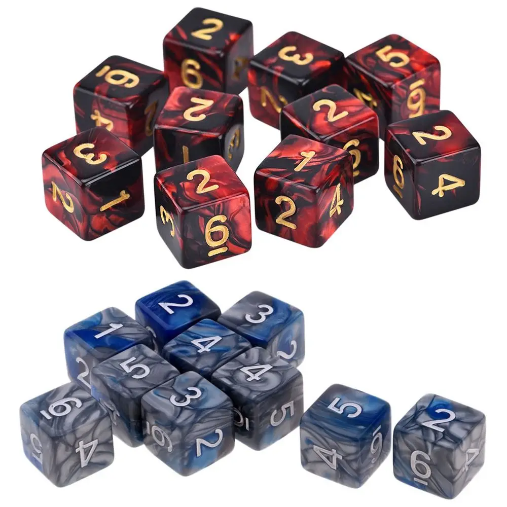 

10Pcs/set Role-Playing DND Dice Translucent Colors D6 16mm Colored 6-sided Polyhedral Dice Acrylic Party Game Table Game