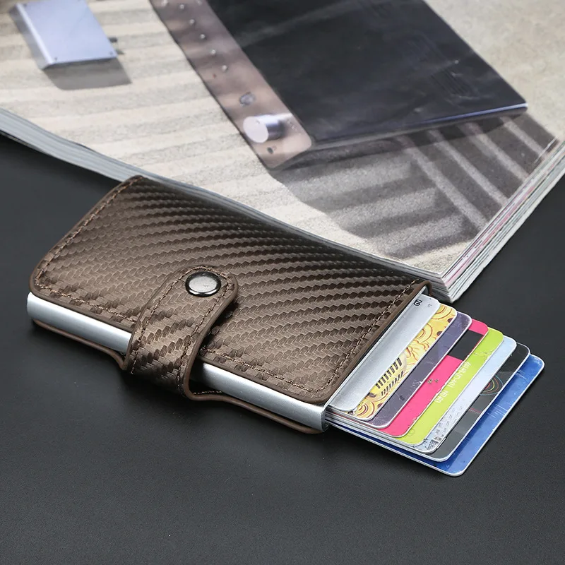 

NEW Credit Card Holder Wallet Men Women Metal RFID Vintage Aluminium Bag Business PU Leather Bank Cardholder Case rfid wallet