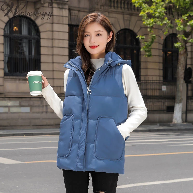Cotton Down Padded Vest Women Casual Hooded Winter Waistcoat Autumn Big Pocket Solid Colors Sleeveless Jacket Warm Puffer Coat
Cotton Down Padded Vest Women Casual Hooded Winter Waistcoat Autumn Big Pocket Solid Colors Sleeveless Jacket Warm Puffer Coat