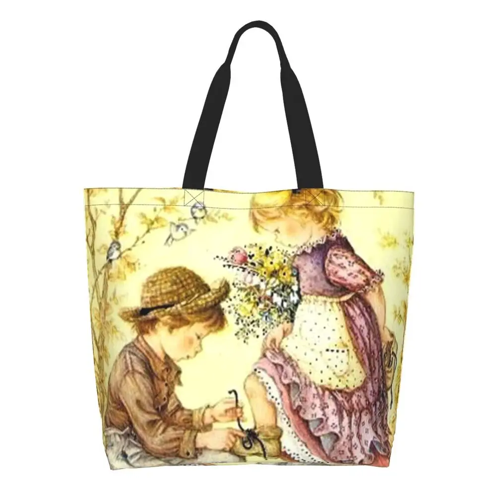 Custom Kawaii Sarah Kay Shopping Canvas Bags Women Portable Large Capacity Groceries Girl Roses And Watering Tote Shopper Bags 16 S33c0adf040c04e7fa2b6605b980fd321S