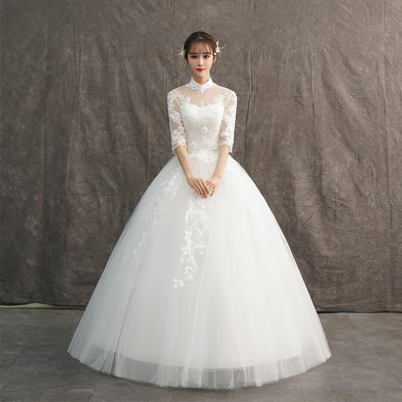 Fashion High Neck Ball Gown Wedding Dresses With Half Sleeve Elegant Lace Applique Robe De Mariee New Robe Mariage Femme
Fashion High Neck Ball Gown Wedding Dresses With Half Sleeve Elegant Lace Applique Robe De Mariee New Robe Mariage Femme