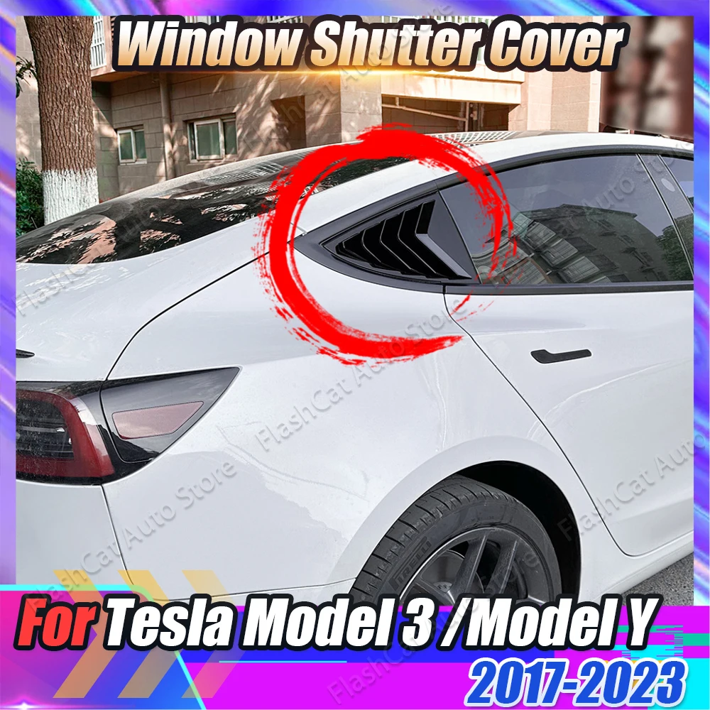 

For Tesla Model Y 2020-2024+ / Model 3 2017-2023 Car Rear Louver Window Side Shutter Cover Trim Sticker Air Vent Scoop ABS