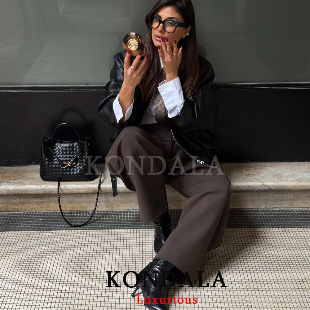 KONDALA Casual Loose Pleated Long Pants Women Wide Leg Pockets High Waist Straight Pants Fashion 2026 Spring Summer Women Pants 16 S33c31d948cf74bc9b03bdebfae5298c0C