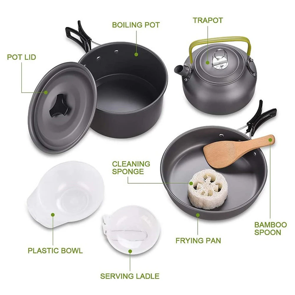 Camping Hiking Cookware Set Outdoor Portable Picnic Cookware Kit Alumina Pot Frying Pan Set Travel Cooking Accessory
Camping Hiking Cookware Set Outdoor Portable Picnic Cookware Kit Alumina Pot Frying Pan Set Travel Cooking Accessory
