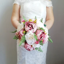 

Whitney New Arrival Dusty Pink Poney with Ivory Rose Wedding Flowers Bridal Bouquets Ramos De Novia 2022 Ramo de flores