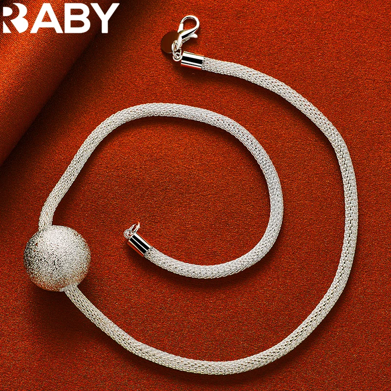Fine 925 Sterling Silver Necklace 18 Inch 4mm Snake Bone Chain For Woman 20mm Frosting Ball Pendant Wedding Accessories Jewelry
Fine 925 Sterling Silver Necklace 18 Inch 4mm Snake Bone Chain For Woman 20mm Frosting Ball Pendant Wedding Accessories Jewelry