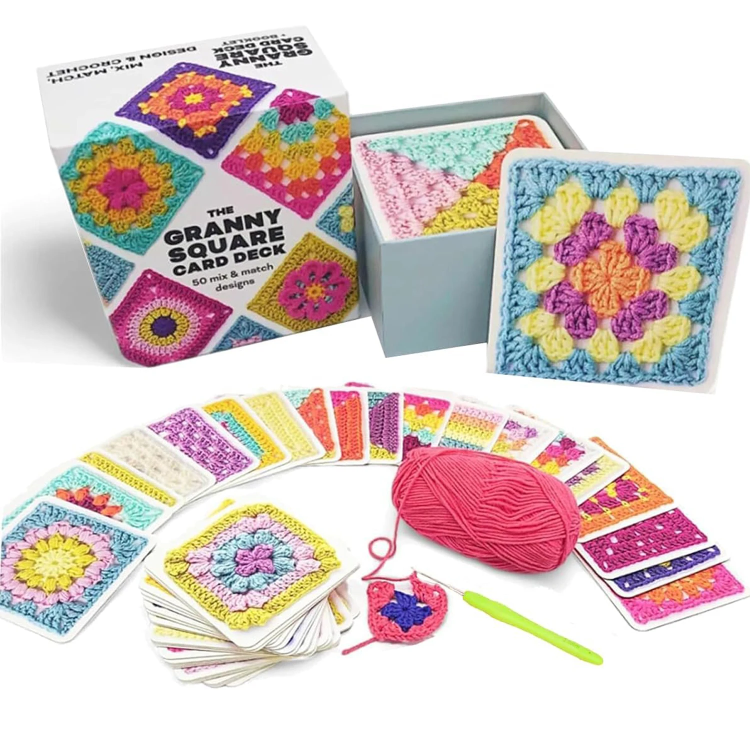 DIY Knitted Pattern Cards Set 50 Mix & Matchs Designs Crochet Cards Granny Square Card Deck for Beginners Deck Knitting Kit DIY Knitted Pattern Cards Set 50 Mix & Matchs Designs Crochet Cards Granny Square Card Deck for Beginners Deck Knitting Kit