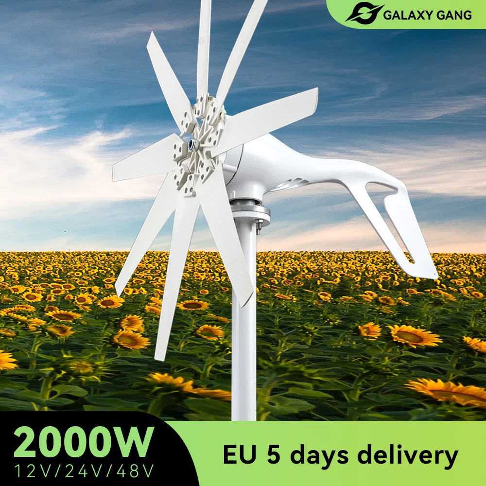 Wind Turbine Generator Free Energy 8 Blades 2000w 12v 24v 48v With Off Grid System Mppt Hybrid Charge Controller For Home Use
Wind Turbine Generator Free Energy 8 Blades 2000w 12v 24v 48v With Off Grid System Mppt Hybrid Charge Controller For Home Use