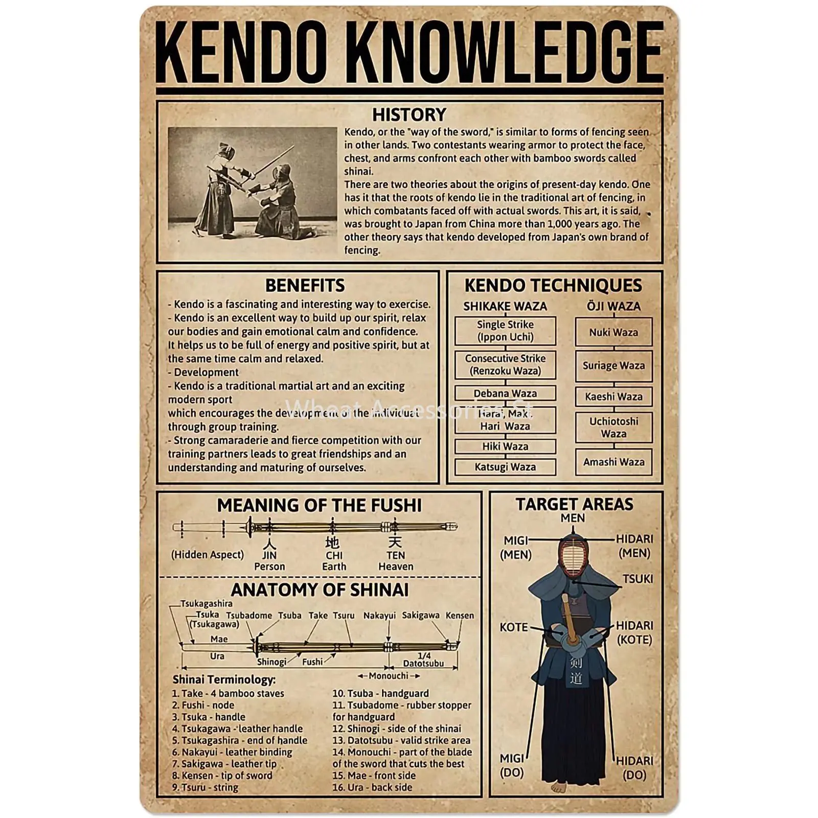 Kendo Knowledge Metal Tin Signage History Techniques Guide Poster Martial Arts Gym Club School Education Bedroom Home Wall
Kendo Knowledge Metal Tin Signage History Techniques Guide Poster Martial Arts Gym Club School Education Bedroom Home Wall