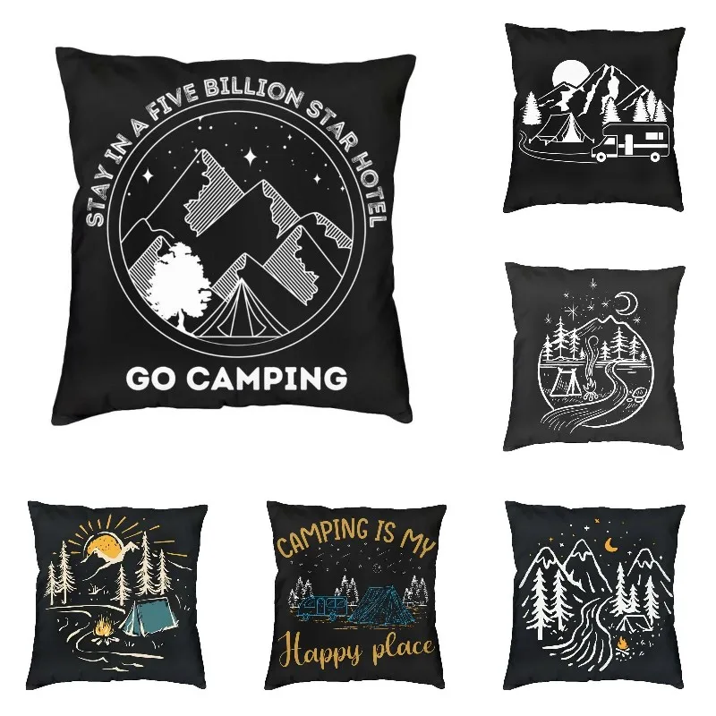 

Stay In A Five Billion Star Hotel Go Camping Sofa Cushion Cover Polyester Travel Hiking Throw Pillow Case Living Room Decoration