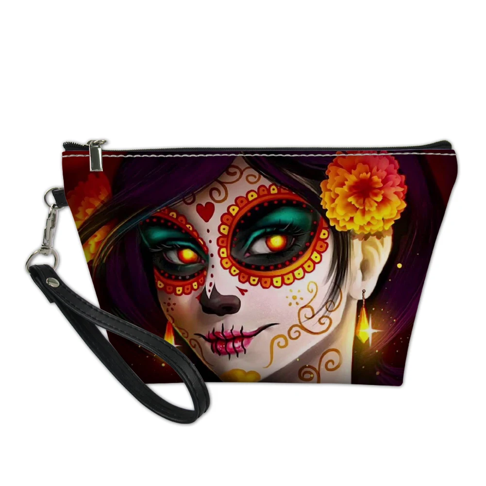 

Cute Sugar Skull 3D Print Small Female Cosmetic Bag Women Make Up Bag Portable Travel Toiletry Cases Makeup Storage Bags Mujer