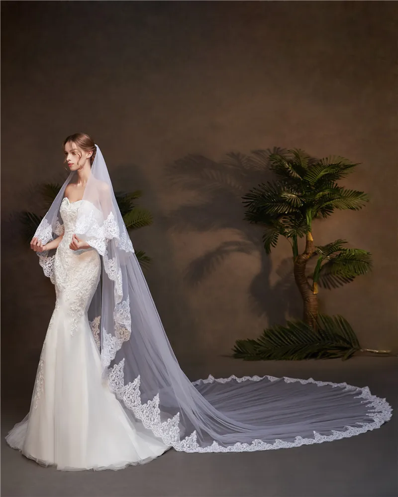 Bride Veil Long Lace White Ivory 2-layer Cover Face Cathedral Wedding Mariage Bridal Hair Accessories Elegant Vintage
Bride Veil Long Lace White Ivory 2-layer Cover Face Cathedral Wedding Mariage Bridal Hair Accessories Elegant Vintage