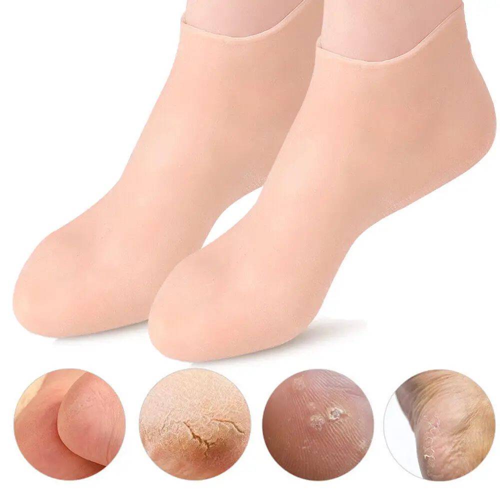 

2Pcs Silicone Foot Care Socks Anti Cracking Moisturizing Gel Socks Cracked Dead Skin Remove Protector Pain Relief Pedicure Tools