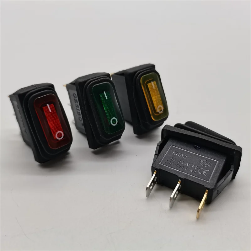 Waterproof boat shaped switch KCD3 with light, 3 legs without light, 2 legs with holes of 28 * 11mm silver dot self-locking
Waterproof boat shaped switch KCD3 with light, 3 legs without light, 2 legs with holes of 28 * 11mm silver dot self-locking