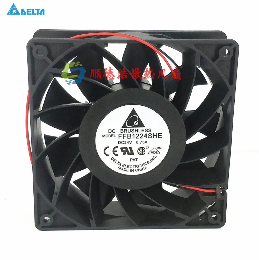 

Delta Electronics FFB1224SHE DC 24V 0.75A 120x120x38mm 2-Wire Server Cooling Fan