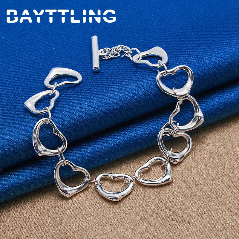 

New Woman 925 Sterling Silver Exquisite Heart Bracelet For Fashion Party Gift Wedding Girlfriend Temperament Jewelry Accessories