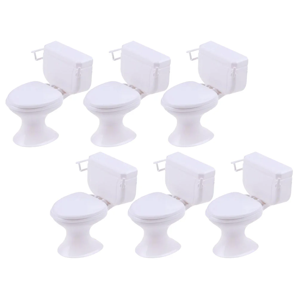 

6 Pcs Miniature Toilet House Accessories Furniture Model Accessory Plaything Plastic Bathroom