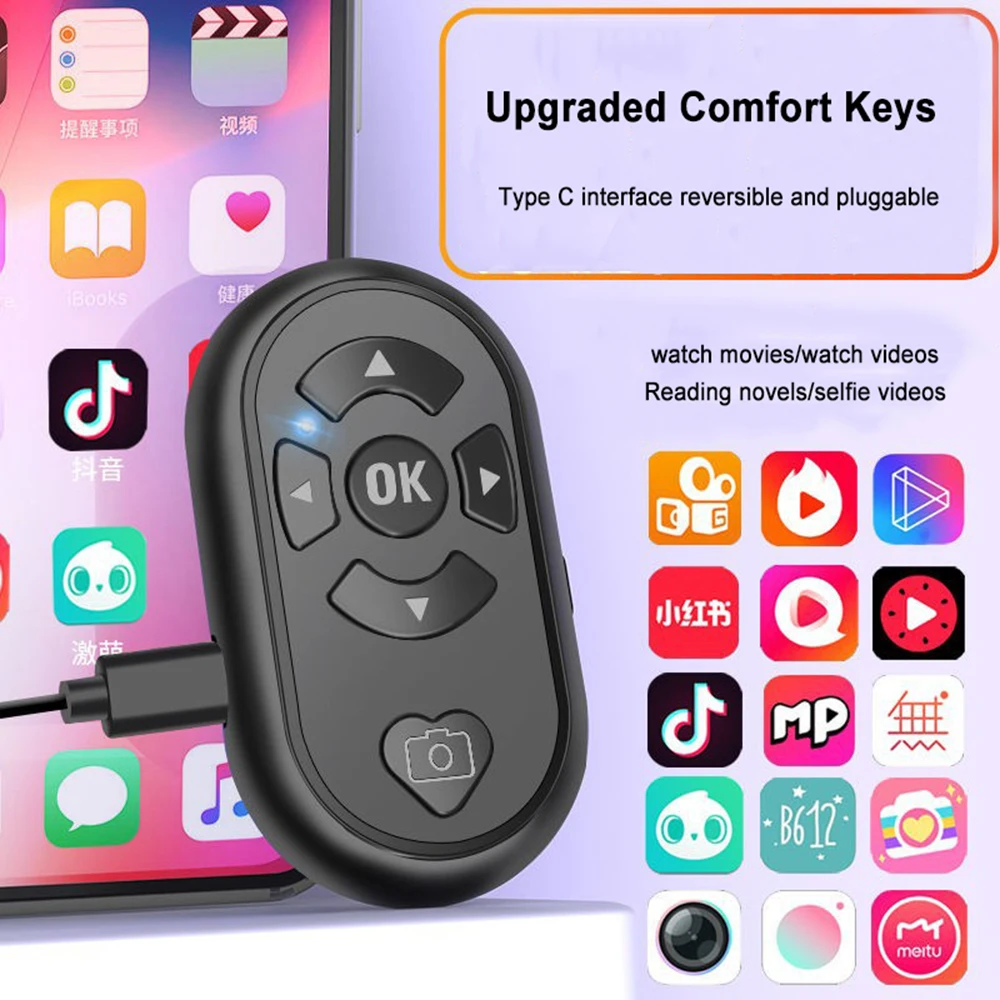 Remote Control Button Rechargeable Type-C Charging Wireless Photo Video Selfie Bluetooth-compatible Controller for Android IOS
Remote Control Button Rechargeable Type-C Charging Wireless Photo Video Selfie Bluetooth-compatible Controller for Android IOS
