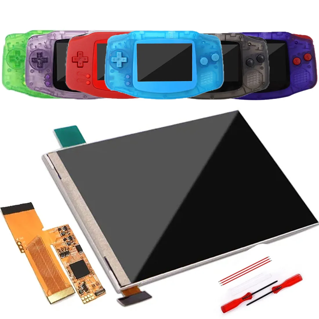 

HISPEEDIDO Drop-in New Case For GBA V2 IPS LCD Replacements PCB Mod Kits For Gameboy Advance Housing Shell 10 Brightness