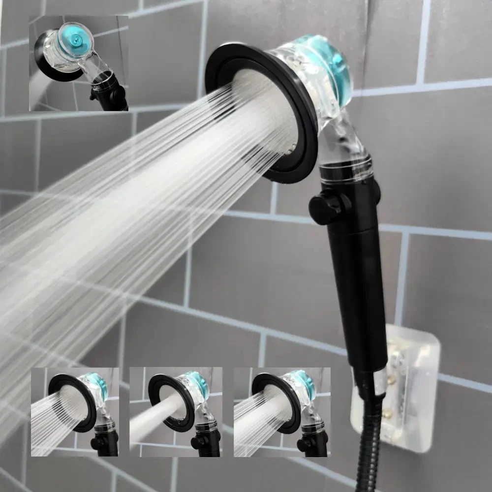 

Turbo Propeller High Pressure Shower Head With Filter 3 Modes Large Flow Pressurized Spray Nozzle Rainfall Bathroom Shower