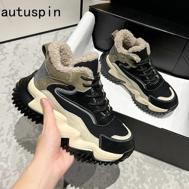 Autuspin Cow Suede High Top Sneakers for Women Winter Retro Leisure Thick Bottom Female Shoes Keep Warm Plush Sport Trainers 5cm
Autuspin Cow Suede High Top Sneakers for Women Winter Retro Leisure Thick Bottom Female Shoes Keep Warm Plush Sport Trainers 5cm