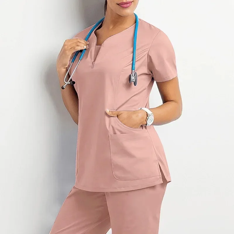 

수술복 Surgical Uniforms Scrub Set Medical Nurse Beauty Salon Workwear Clinical Scrubs Top + Pant Spa Doctor Nursing Tunic Suit