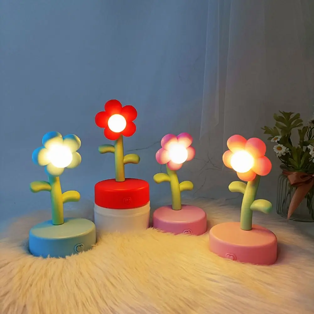 

Mini LED Flower Night Lamp Desktop Ornament Cartoon Cute Ambient Lights Lovely Portable Bedside Light Children Toy