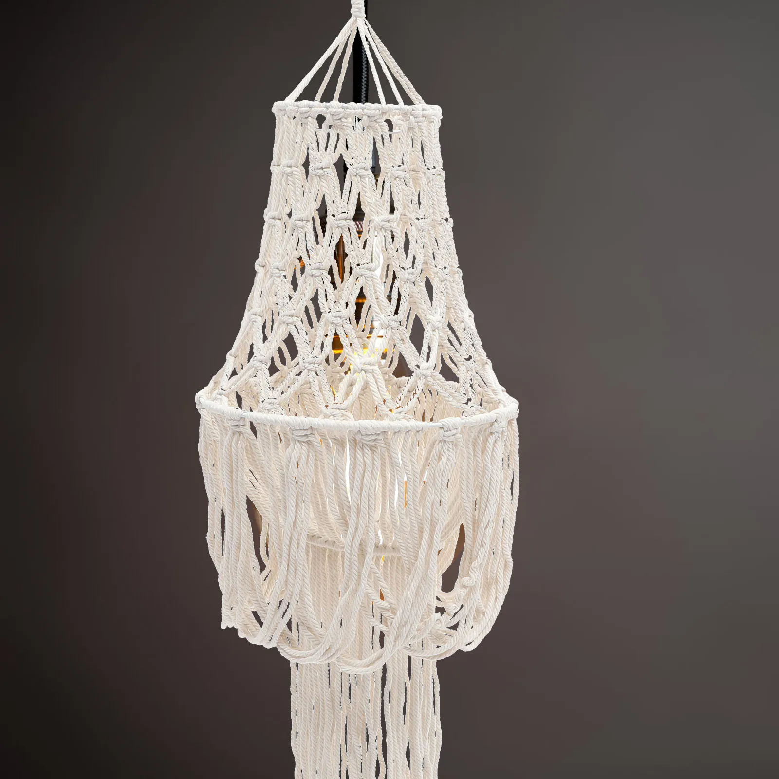 Cotton Rope Macrame Hanging Lampshade - Handmade Boho Ceiling Light Cover 4 S33df9bf8c5844d61a372dbfbd92500aaY