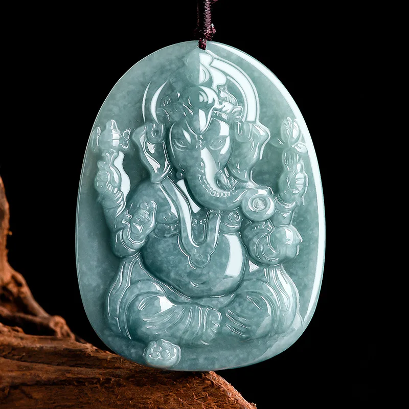 

Mai Chuang/ Natural Jade Elephant God Brand Necklace Pendant Personalized Men Women Emerald Jewelry Gift Amulet with Certificate