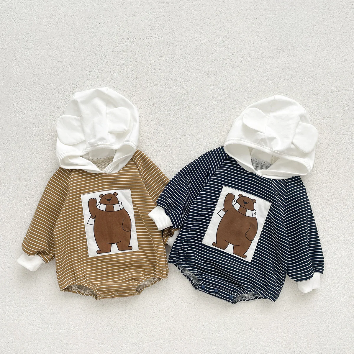 Autumn Newborn Baby Striped Hooded Long Sleeves Onesie Boy Girl Infant Patch Cartoon Bear Bodysuit Toddler Cotton Romper Clothes
Autumn Newborn Baby Striped Hooded Long Sleeves Onesie Boy Girl Infant Patch Cartoon Bear Bodysuit Toddler Cotton Romper Clothes