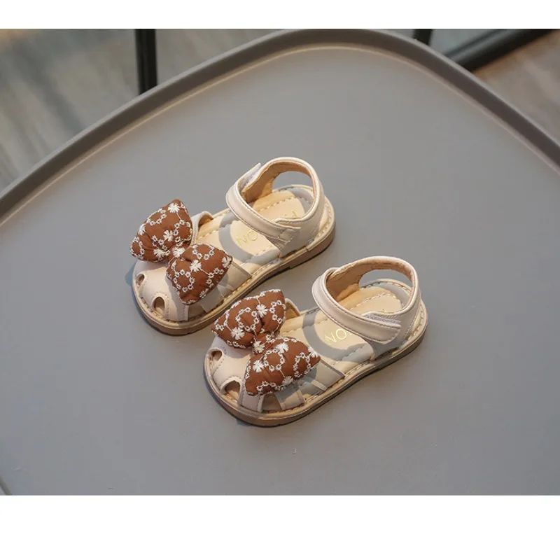 

Size 21-30 Baby Girl Sandals 2024 Summer Bowknot Breathable Soft Sole Girls Princess Shoes 1-2-3-4-5 Years Childrens Beach Shoes