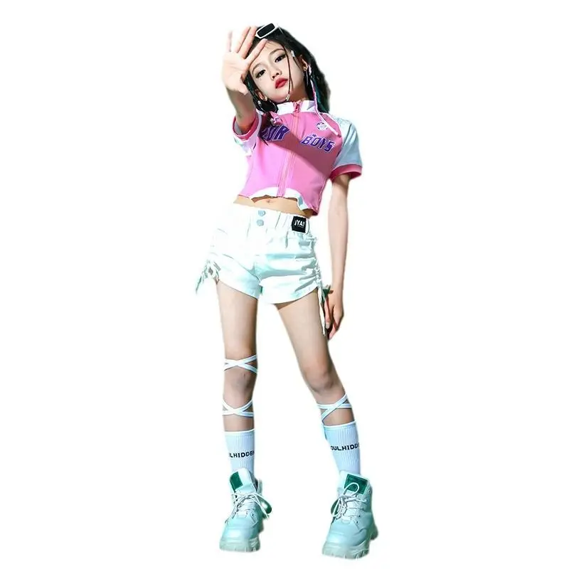 

Girls Crop Top Cargo Pants Street Dancing Clothes for Teenage Ballroom Hip Hop Clothing Children Jazz Street Dance Costumes