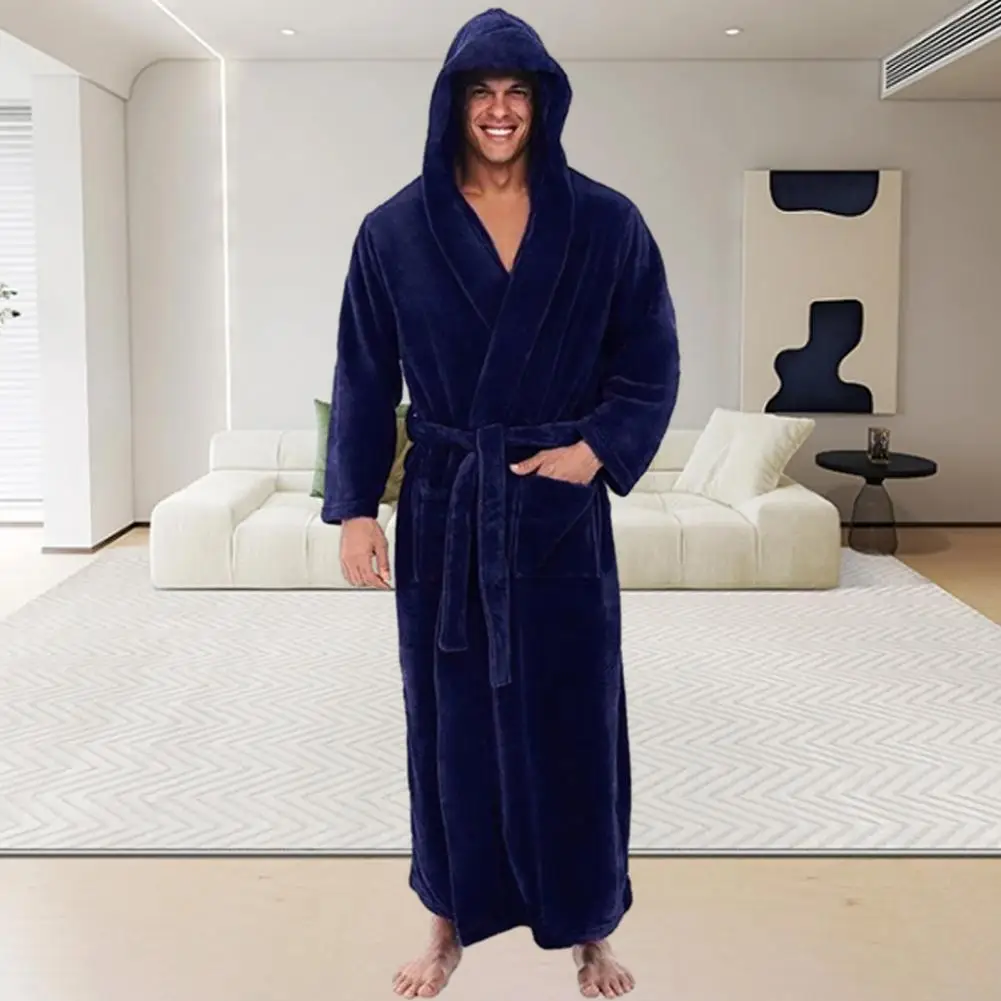

Мягкий мужской банный халат, мягкая впитывающая ткань, с регулируемыми поясными карманами, уютный стильный плюшевый банный халат после каждого душа