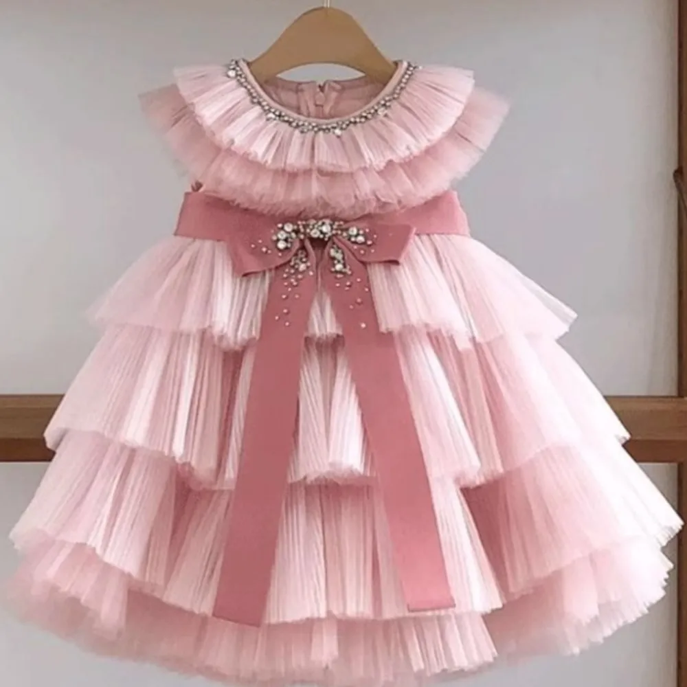 Платье принцессы для девочек, новое детское розовое пушистое платье из тюля с бантом на день рождения 
Платье принцессы для девочек, новое детское розовое пушистое платье из тюля с бантом на день рождения