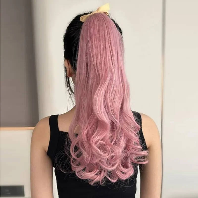 New Synthetic Lace Up Ponytail Hair Extension Fake Tail Natural Hair Clip Pink Ponytail Curly Organic Lady Wig 10 Mallzona S33e4381e654f4101899a0f577eeb9c60j New Synthetic Lace Up Ponytail Hair Extension Fake Tail Natural Hair Clip Pink Ponytail Curly Organic Lady Wig Mallzona