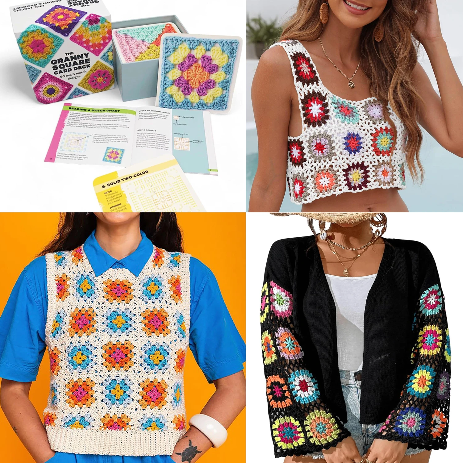 DIY Knitted Pattern Cards Set 50 Mix & Matchs Designs Crochet Cards Granny Square Card Deck for Beginners Deck Knitting Kit DIY Knitted Pattern Cards Set 50 Mix & Matchs Designs Crochet Cards Granny Square Card Deck for Beginners Deck Knitting Kit