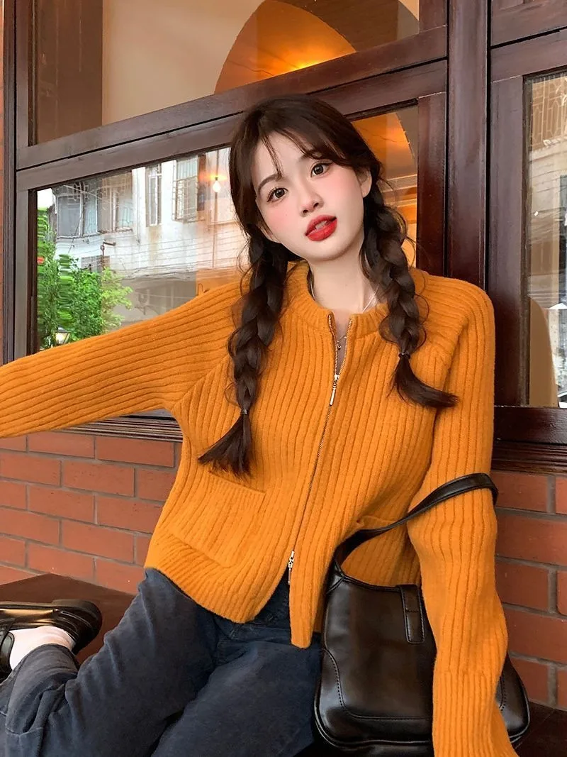 Korean Knitted Cardigan Women Double Zipper O-Neck Soft Glutinous Solid Retro Sweet Fashion Fresh Loose Winter Knitwear Sweater
Korean Knitted Cardigan Women Double Zipper O-Neck Soft Glutinous Solid Retro Sweet Fashion Fresh Loose Winter Knitwear Sweater