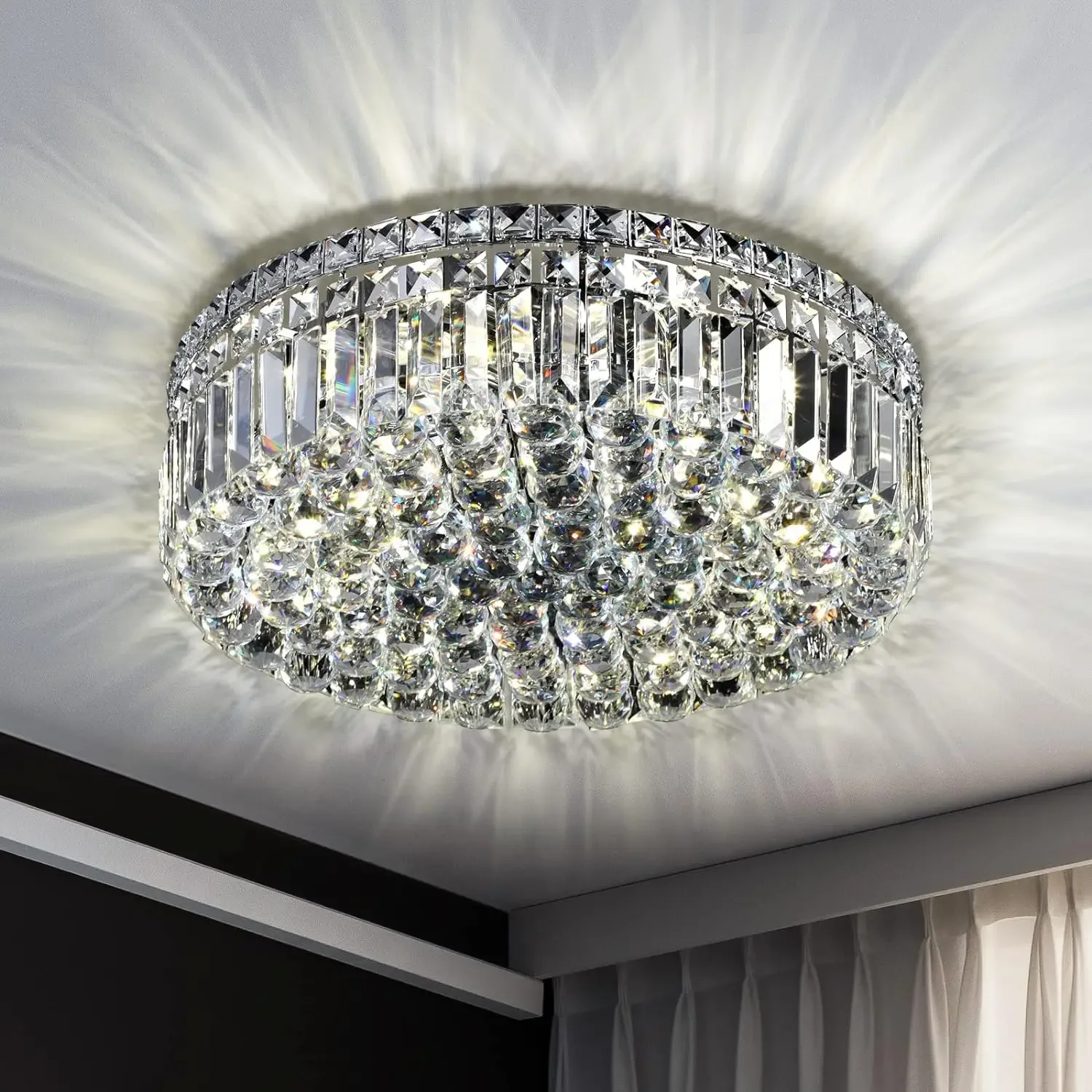 Crystal Flush Mount Chandelier Light Fixture with Crystals Modern Ceiling Lights Elegant Pendant Lamp for Bedroom,Hallway
Crystal Flush Mount Chandelier Light Fixture with Crystals Modern Ceiling Lights Elegant Pendant Lamp for Bedroom,Hallway