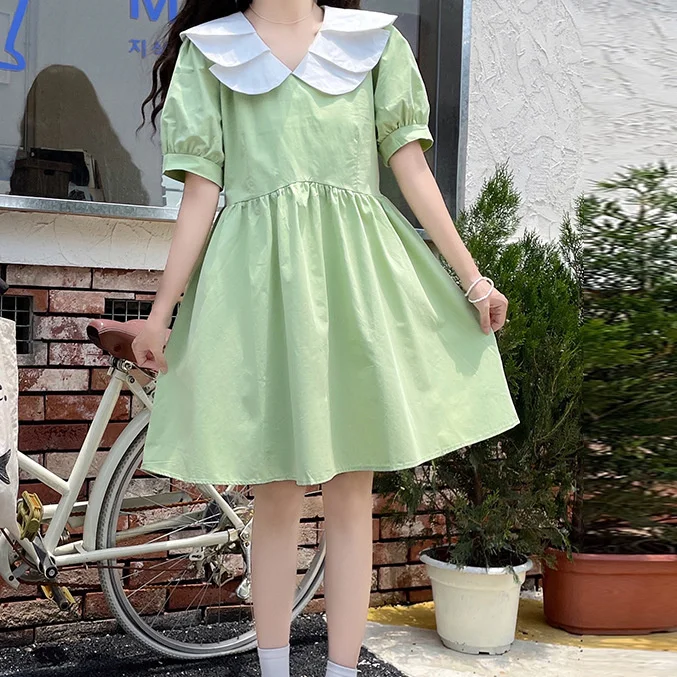 

Summer cotton short sleeved dress girls junior high school students girls loose fashion design sense small princess dress