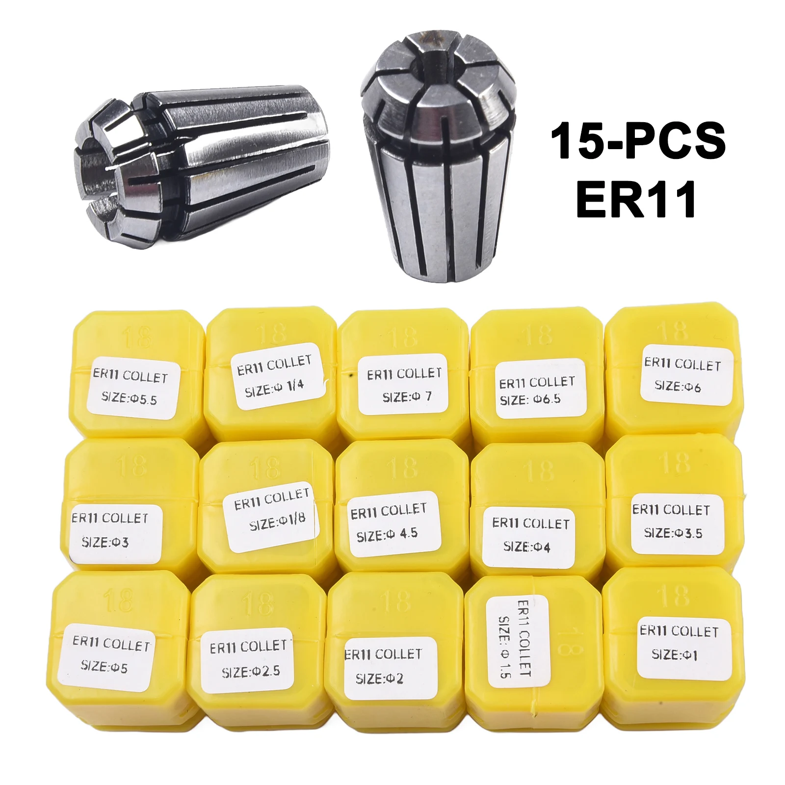 15pcs ER11 Precision Spring Collet Set Milling Lathe CNC Chuck Bit Holder Tool 11.5 X 7 X 3 Cm Tool Accessories
15pcs ER11 Precision Spring Collet Set Milling Lathe CNC Chuck Bit Holder Tool 11.5 X 7 X 3 Cm Tool Accessories