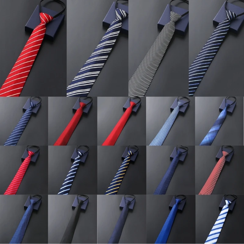 

Teens Students Shirt Necktie Male Zipper Design Lazy Uniform Detachable Collars Removable Ties Costume Accessories