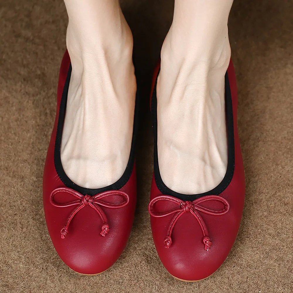 Women's genuine leather round toe slip-on ballet flats sweet bowtie leisure soft comfortable casual female daily ballerians shoe
Women's genuine leather round toe slip-on ballet flats sweet bowtie leisure soft comfortable casual female daily ballerians shoe