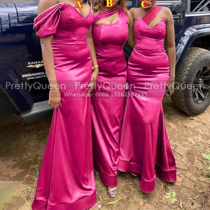 Hot Pink Mermaid Bridesmaid Dresses One Shoulder Long Sleeveless Satin Plus Size Women Trumpet Maid Of Honor Party Dress
Hot Pink Mermaid Bridesmaid Dresses One Shoulder Long Sleeveless Satin Plus Size Women Trumpet Maid Of Honor Party Dress