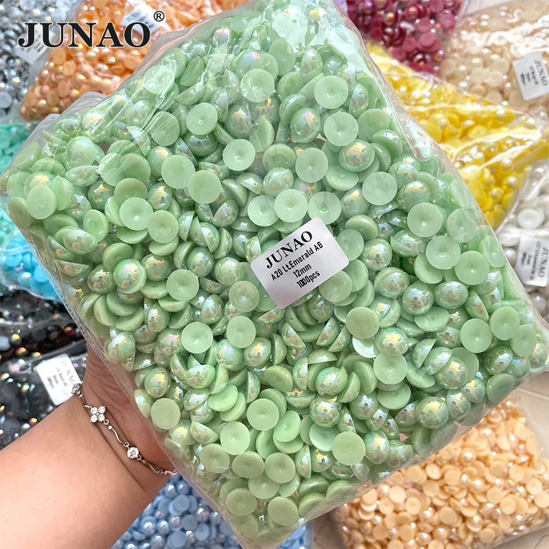 JUNAO 2 4 6 8 10 12 14mm Bulk Package Design Emerald AB Color Plastic Half Round Pearls Rhinestones Non Hotfix Strass Stones
JUNAO 2 4 6 8 10 12 14mm Bulk Package Design Emerald AB Color Plastic Half Round Pearls Rhinestones Non Hotfix Strass Stones